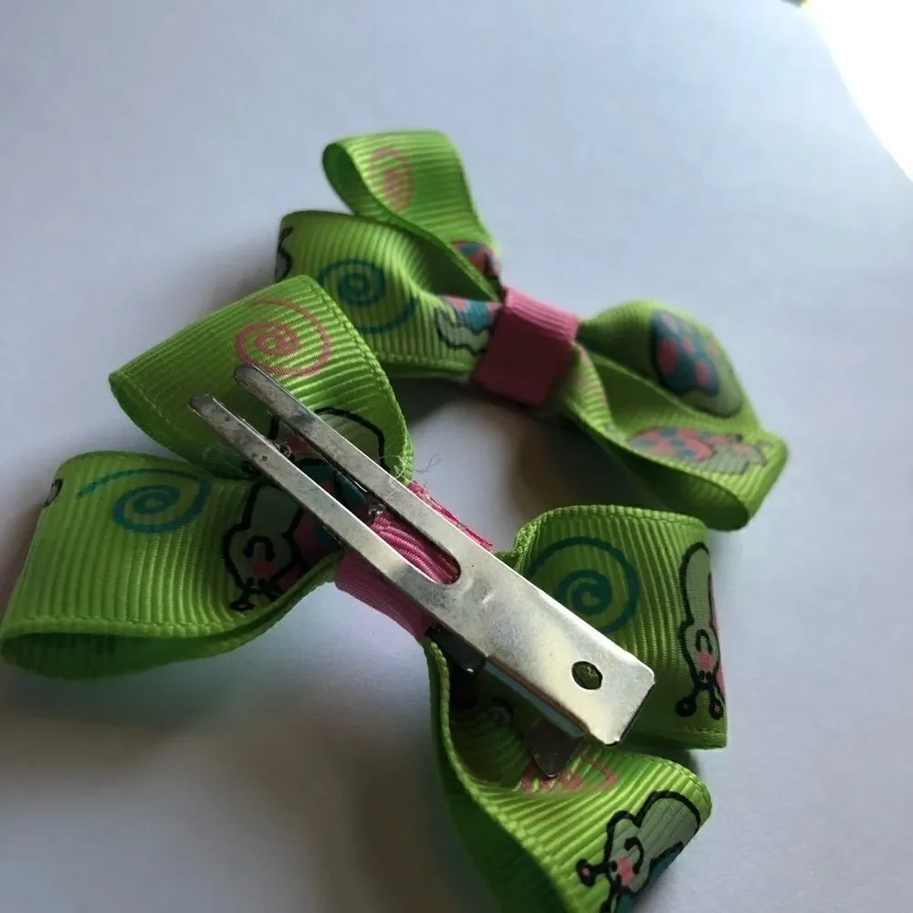 Bow pair hair bows accessories snails swirls green